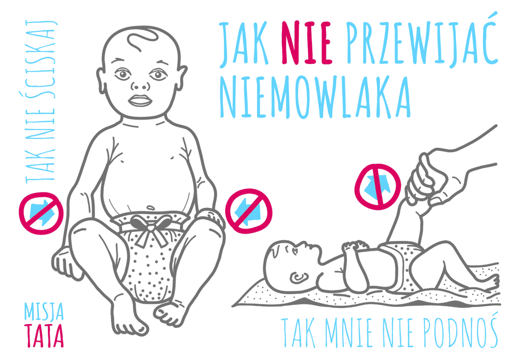 jak nie przewijać niemowlaka - infografika