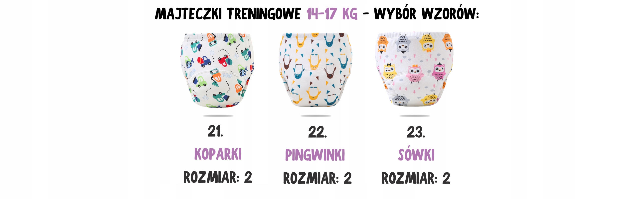 Majtki Treningowe Majteczki Pieluchy Nocnika 12 14 Lub 14 17 Kg Wybor 3szt Rozmiar 14 17 Kg