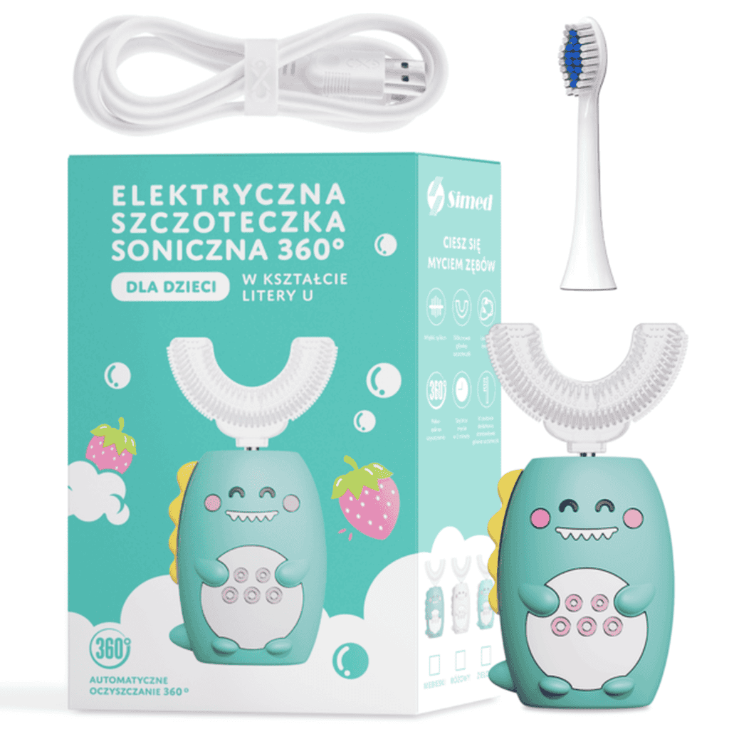 Szczoteczka Soniczna 360 Dla Dzieci 360 U Shape 2w1 Zielona 3