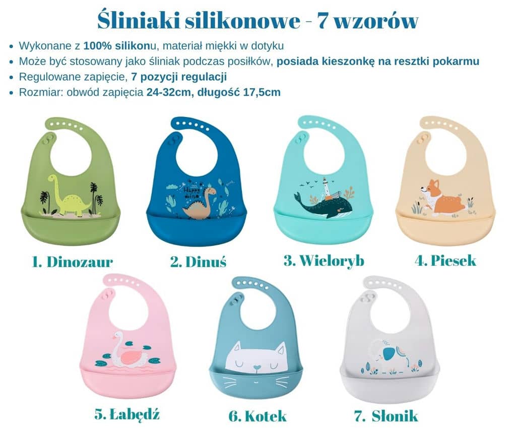 Zestaw 3szt Sliniaczek Silikonowy Z Kieszonka 3 1