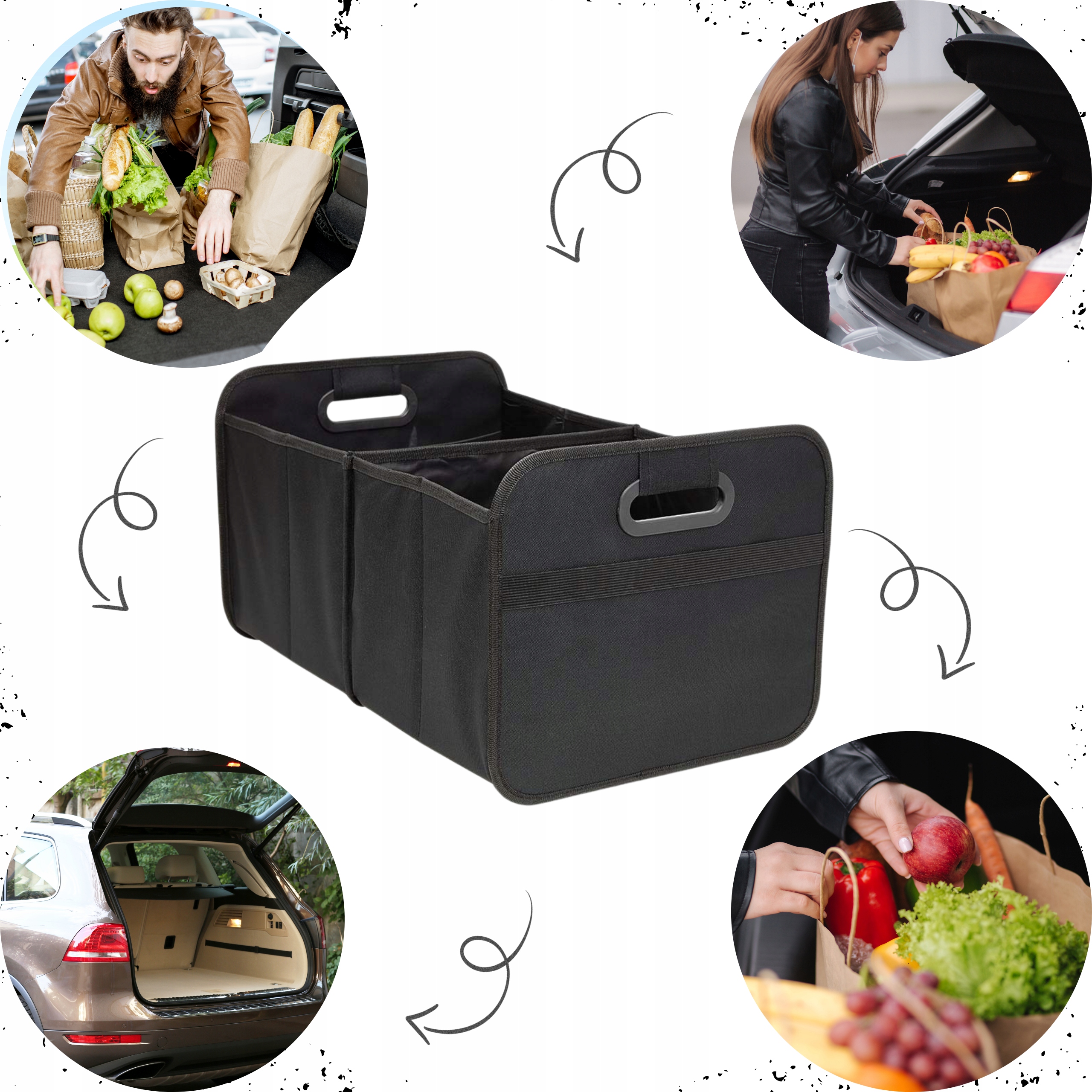 Organizer Do Bagaznika Skladany Samochodowy Samochodu Duzy 58x35x30cm 58 L 03